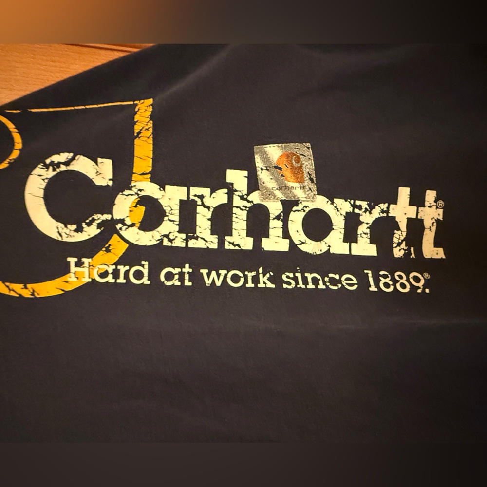Carhartt Vintage Navy Logo Crewneck Men's Long Sleeve Top - Picture 2 of 5